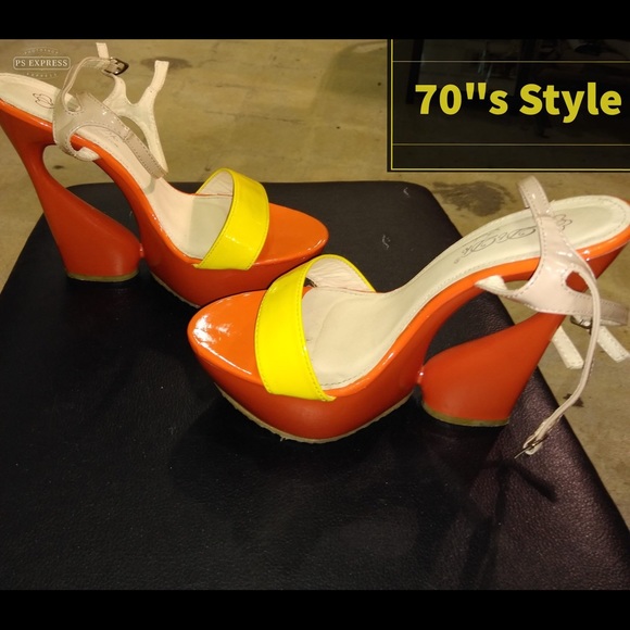Shoes - Orange and Yellow Platform Heels